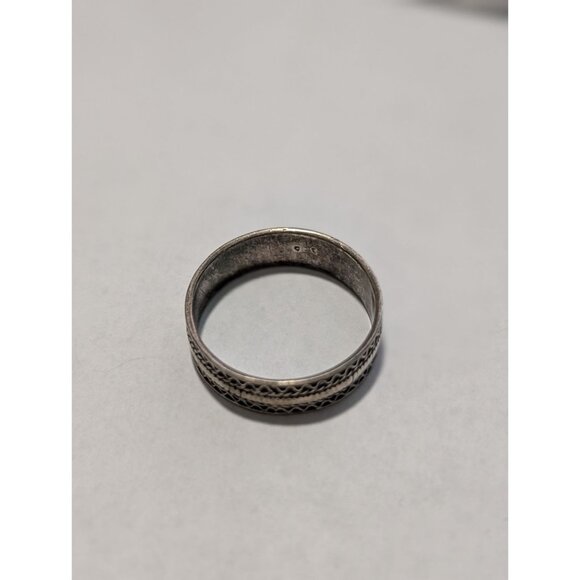 Sterling Silver 925 Vintage Style Band Ring Sz 10 Intricate Engraved Pattern - Picture 6 of 7